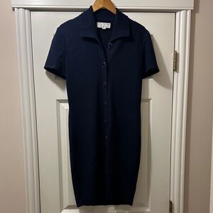 St. John Midnight Blue Short Sleeve Dress